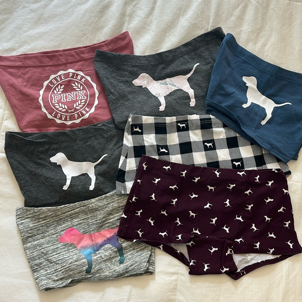 Set of 7 VS PINK medium boy short shorties